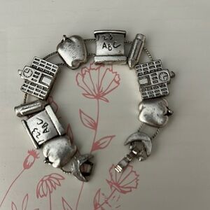 Vintage School Charm Bracelet with School Motifs